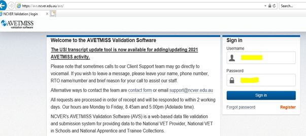 AVETMISS validation software Login AVETMISS validation software Login