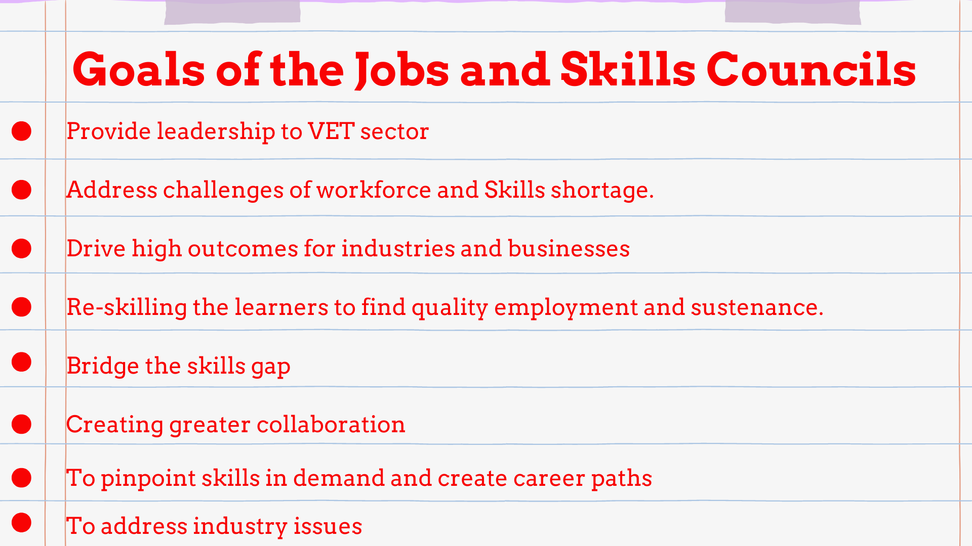 Goals of the Jobs and Skills Councils for workforce training and job growth Goals of the Jobs and Skills Councils for workforce training and job growth